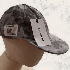 NWT To The Market Black Camo Baseball Adjustable Hat - OSFM - Camu Gray